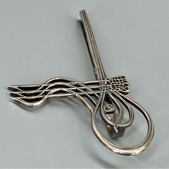 Vintage Turkish Ottoman Tie Clip Sultan Tughra Sterling Silver Suleiman Insignia - Picture 7 of 16